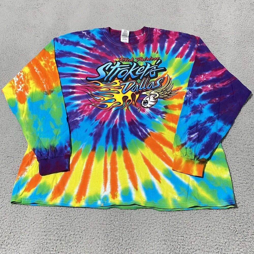 Rick Fairless Strokers Dallas Shirt Mens Tie Dye Long Sleeve Y2K